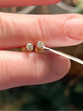 Set of 1/4ct TW Natural Round Diamond Stud Earrings In 14k Yellow Gold